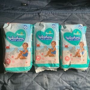 3~Pampers Splashers Swim Diaper Pants (Size Medium)